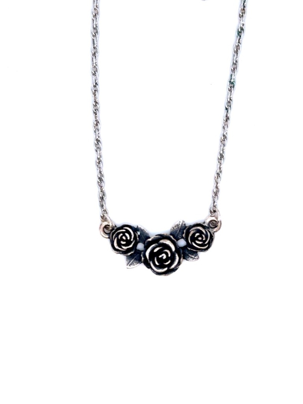 James Avery Silver Rose Trio Necklace